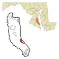Calvert County Maryland Incorporated and Unincorporated areas St. Leonard Highlighted.svg